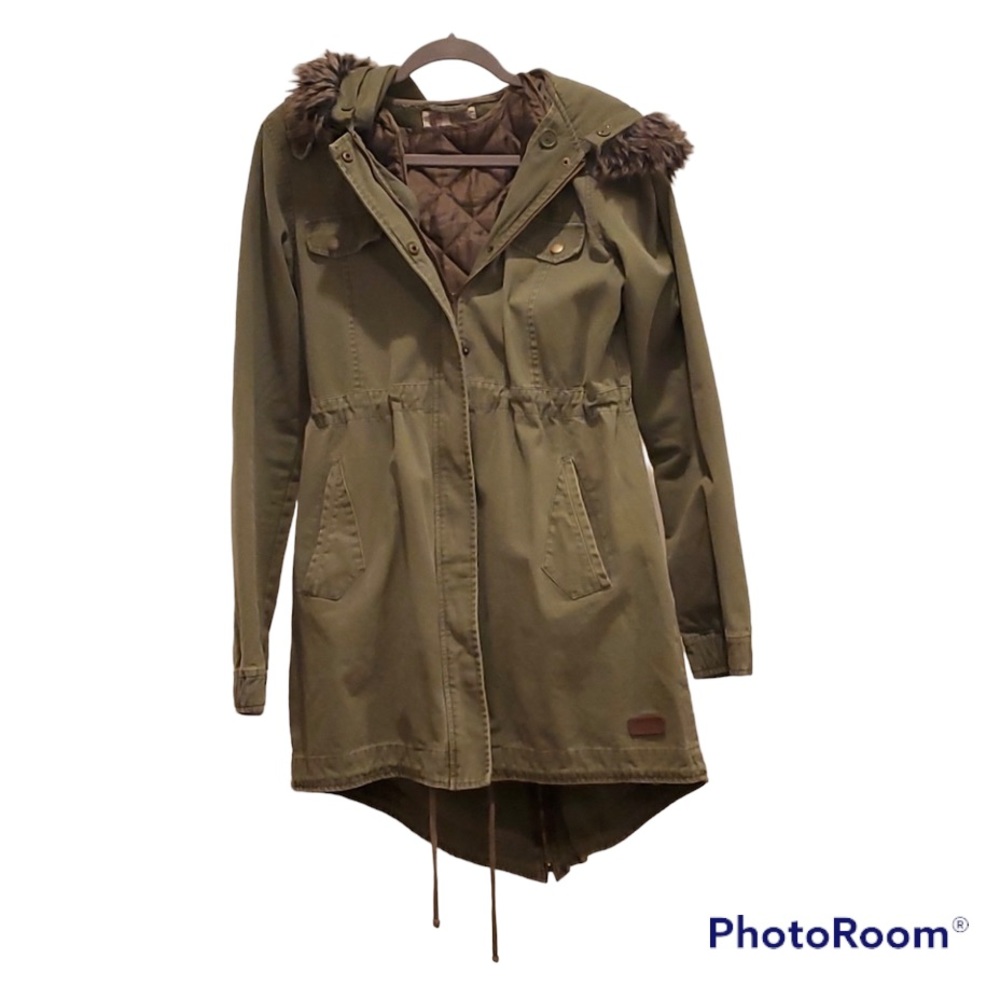 Volcom olive green jacket with hoodie.